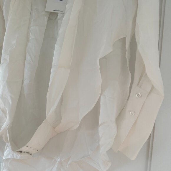 NWT Gauge81 Sabinas Silk Wrap Shirt In Ivory Sz XS Back Closure High-Low Hem - Picture 10 of 13